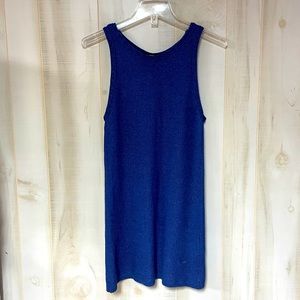 White House Black Market Blue Metallic Knit Sleeveless Long Top,  Sz M